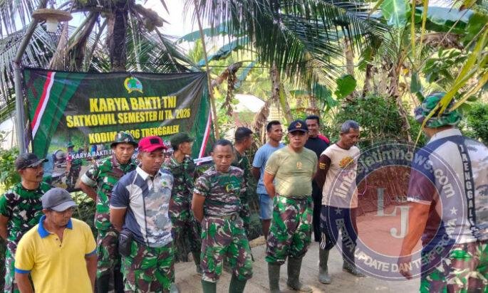 Karya Bakti TNI, Kodim 0806/Trenggalek Bangun Jalan Beton di Desa Tegaren