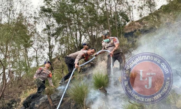 Personel BKO Polda Jatim Gerak Cepat Padamkan Titik Api, Cegah Karhutla TNBTS Meluas